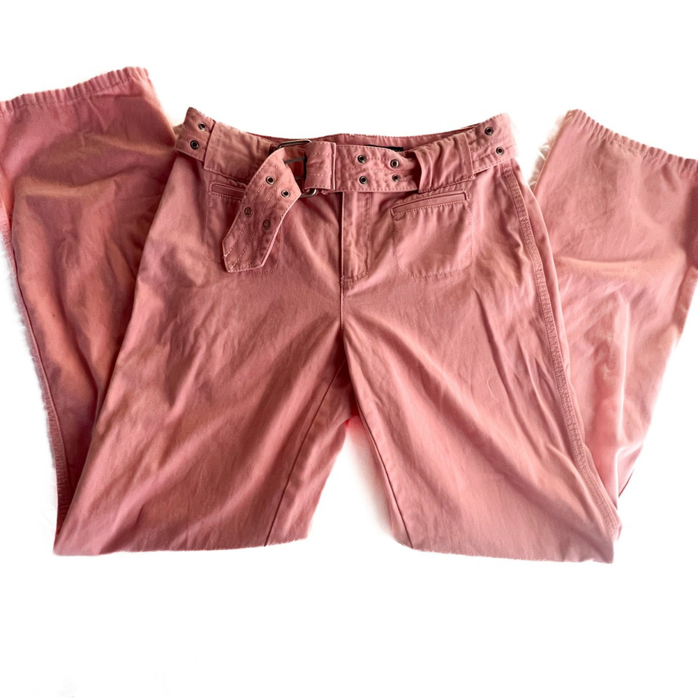 Rare Y2K Vintage DKNY Pink Low Rise Bootcut Pants Belted 90s Barbiecore Size 6